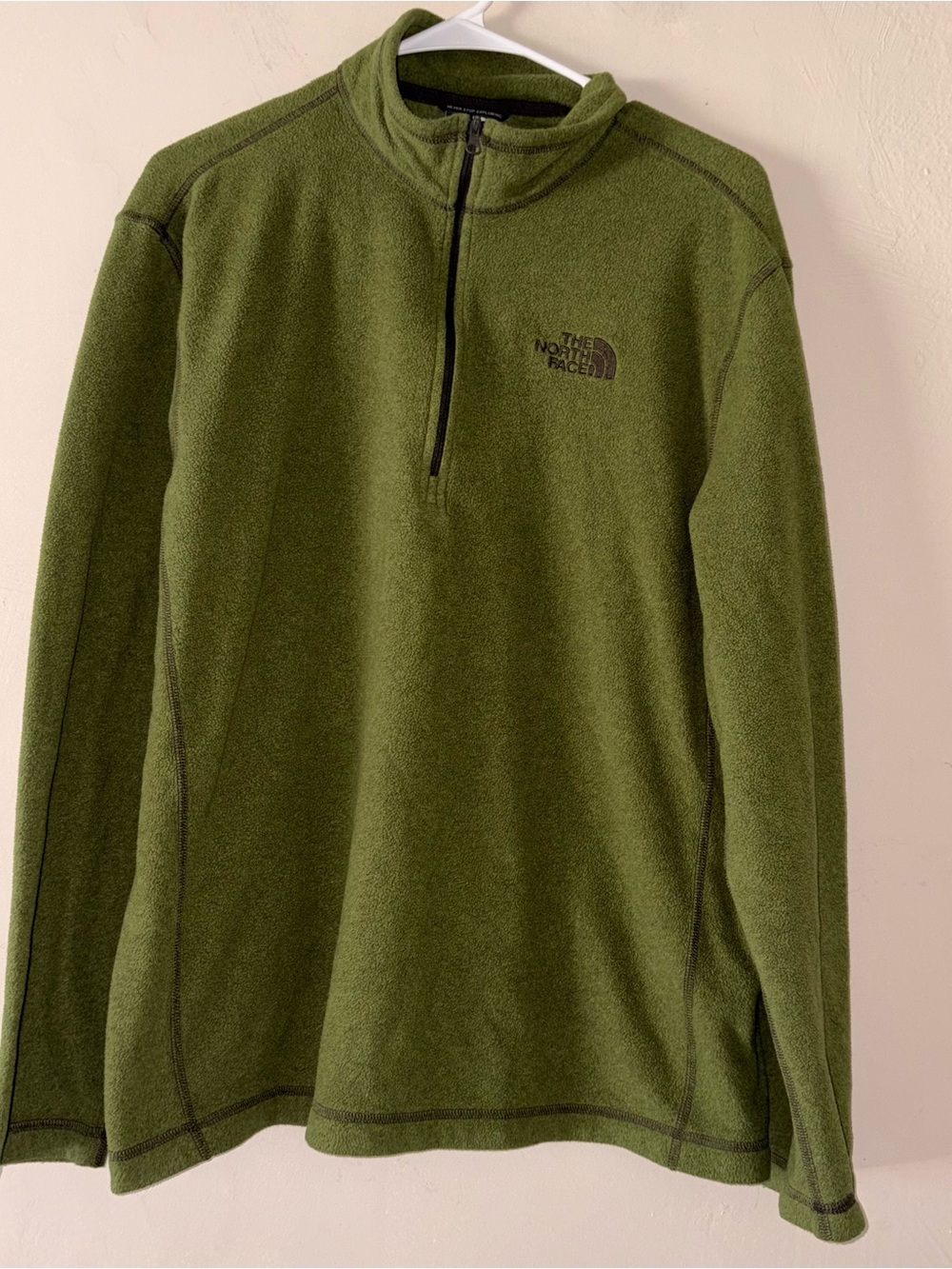 The North Face Men's Large Olive Green TKA 100 Microfleece 1/4 Zip Pullover